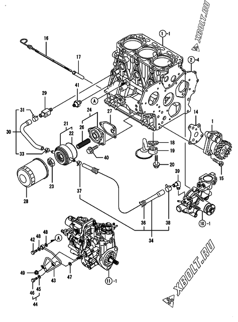 Система смазки двигателя Yanmar 3TNV88-BMNKR