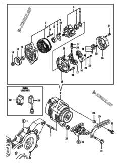  Двигатель Yanmar 3TNV88-BMNKR, узел -  Генератор 
