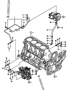  Двигатель Yanmar 4TNV98T-NKTC, узел -  Система смазки 