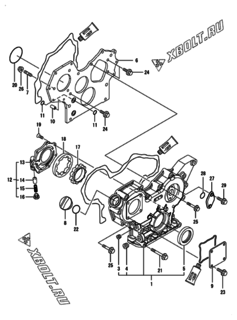  Двигатель Yanmar 4TNV84T-GGEHC, узел -  Корпус редуктора 