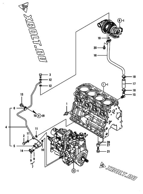  Система смазки двигателя Yanmar 4TNV84T-GGEHC