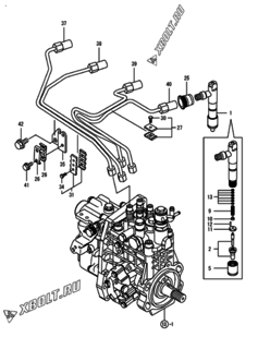  Двигатель Yanmar 4TNV98T-GGEHC, узел -  Форсунка 