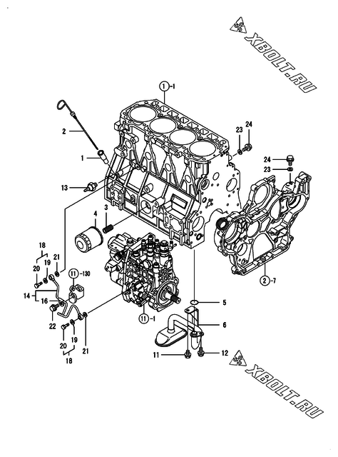  Система смазки двигателя Yanmar 4TNV98-GGEHC