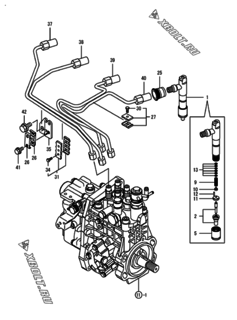  Двигатель Yanmar 4TNV98-GGEHC, узел -  Форсунка 