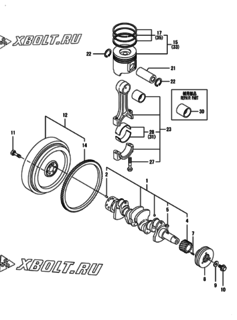  Двигатель Yanmar 4TNV88-BPNKR, узел -  Коленвал и поршень 