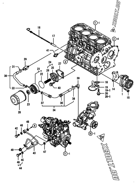  Система смазки двигателя Yanmar 4TNV88-BPNKR
