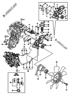  Двигатель Yanmar 4TNV88-BPNKR, узел -  Система водяного охлаждения 