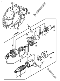  Двигатель Yanmar 4TNV88-BPNKR, узел -  Стартер 