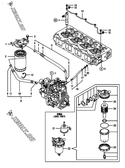  Топливопровод двигателя Yanmar 4TNV98-SSA