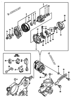  Двигатель Yanmar 2TNV70-PSU, узел -  Генератор 