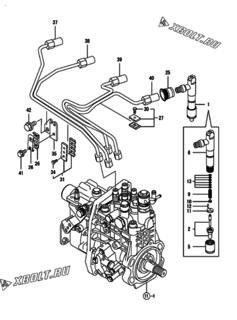  Двигатель Yanmar 4TNV98-NKTC, узел -  Форсунка 
