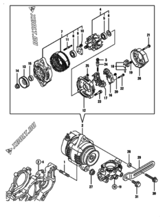  Двигатель Yanmar 4TNV98-NKTC, узел -  Генератор 