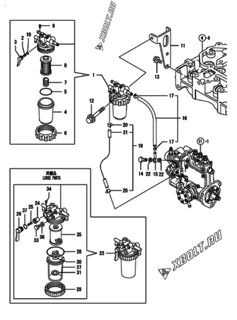  Двигатель Yanmar 3TNV76-HMF, узел -  Топливопровод 