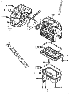  Двигатель Yanmar 3TNV76-GGEHC, узел -  Маховик с кожухом и масляным картером 