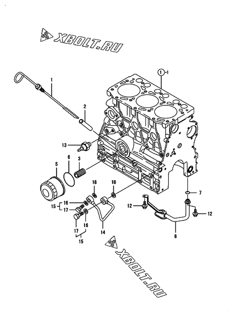  Система смазки двигателя Yanmar 3TNV76-GGEHC