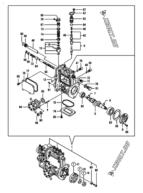  Топливный насос высокого давления (ТНВД) двигателя Yanmar 3TNV76-GGEHC