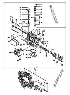  Двигатель Yanmar 3TNV76-GGEHC, узел -  Топливный насос высокого давления (ТНВД) 