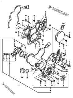  Двигатель Yanmar 3TNV76-CCSF, узел -  Корпус редуктора 