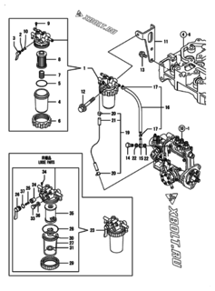  Двигатель Yanmar 3TNV76-CCSF, узел -  Топливопровод 