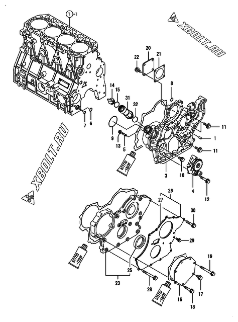  Корпус редуктора двигателя Yanmar 4TNV98T-ZPDS