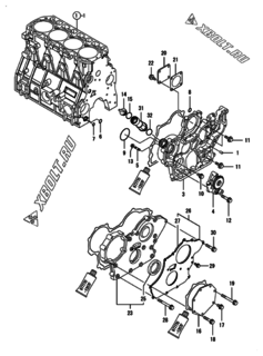  Двигатель Yanmar 4TNV98T-ZPDS, узел -  Корпус редуктора 