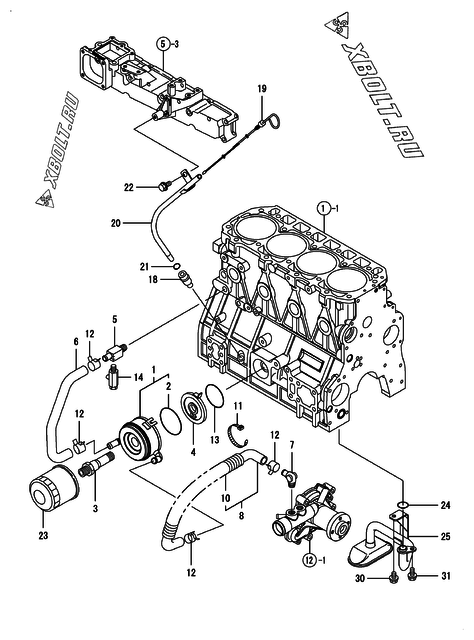 Система смазки двигателя Yanmar 4TNV98T-ZPDS