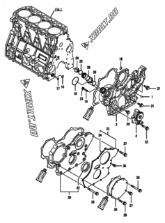  Двигатель Yanmar 4TNV98-EPDBW, узел -  Корпус редуктора 