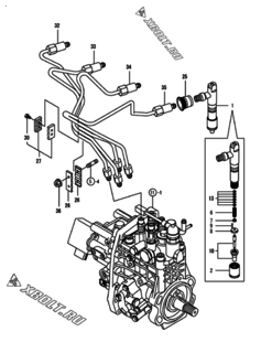  Двигатель Yanmar 4TNV98-ZWDB5, узел -  Форсунка 