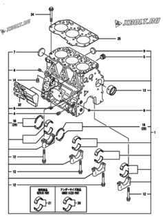  Двигатель Yanmar 3TNV82A-BPDB, узел -  Блок цилиндров 
