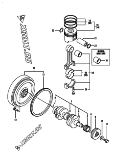  Двигатель Yanmar 3TNV82A-BPDB, узел -  Коленвал и поршень 