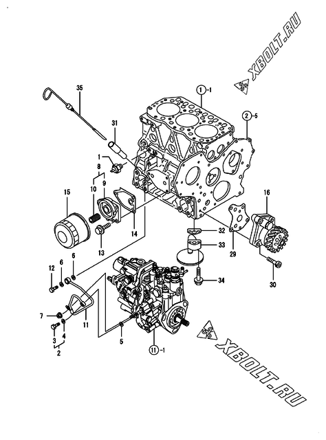  Система смазки двигателя Yanmar 3TNV82A-BPDB