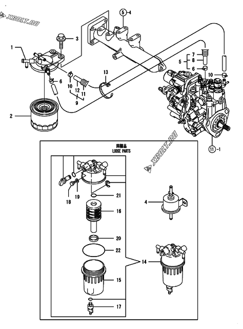  Топливопровод двигателя Yanmar 3TNV82A-BPDB