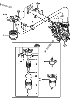  Двигатель Yanmar 3TNV82A-BPDB, узел -  Топливопровод 