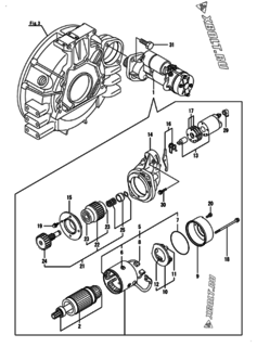  Двигатель Yanmar 4TNV94L-XDBKC, узел -  Стартер 