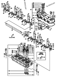  Двигатель Yanmar 4TNV94L-PDBWK, узел -  Головка блока цилиндров (ГБЦ) 