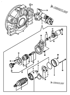  Двигатель Yanmar 4TNV94L-PDBWK, узел -  Стартер 
