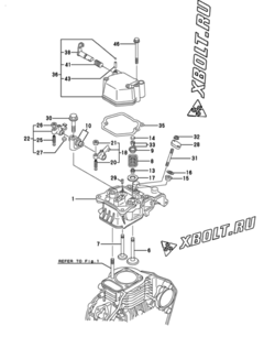  Двигатель Yanmar L48AE-D1, узел -  Головка блока цилиндров (ГБЦ) 