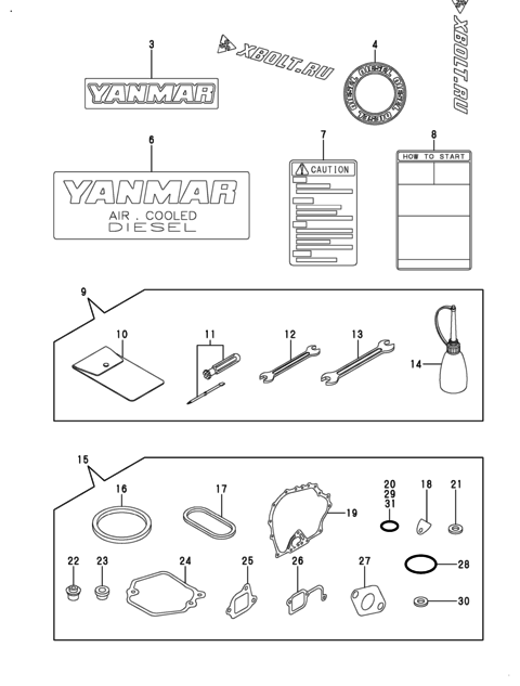  Инструменты, шильды и комплект прокладок двигателя Yanmar L48AE-D1