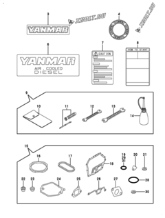  Двигатель Yanmar L70AE-D1, узел -  Инструменты, шильды и комплект прокладок 
