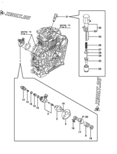  Двигатель Yanmar L100AE-DE1, узел -  Топливный насос высокого давления (ТНВД) 
