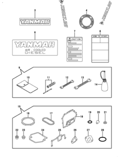  Двигатель Yanmar L100AE-DE1, узел -  Инструменты, шильды и комплект прокладок 