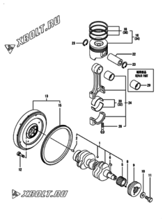  Двигатель Yanmar 3TNV82A-BDSA2, узел -  Коленвал и поршень 