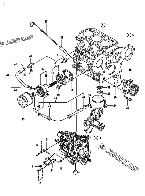  Система смазки двигателя Yanmar 3TNV82A-BDSA2