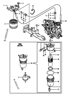  Двигатель Yanmar 3TNV82A-BDSA2, узел -  Топливопровод 