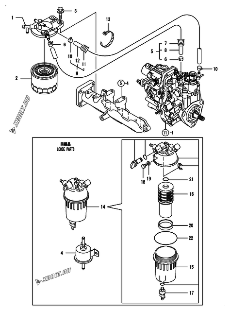  Топливопровод двигателя Yanmar 3TNV82A-BDSA3