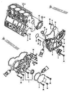  Двигатель Yanmar 4TNV106T-GGE, узел -  Корпус редуктора 