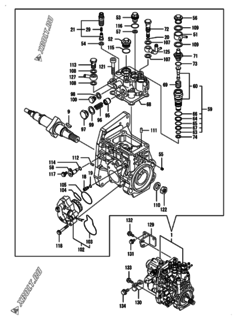  Двигатель Yanmar 4TNV106T-GGE, узел -  Топливный насос высокого давления (ТНВД) 