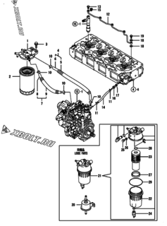  Двигатель Yanmar 4TNV106T-GGE, узел -  Топливопровод 