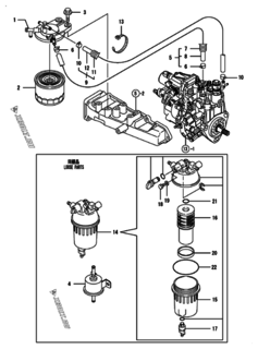  Двигатель Yanmar 3TNV84T-BKSA2, узел -  Топливопровод 