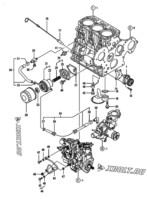  Система смазки двигателя Yanmar 3TNV88-BDSA2